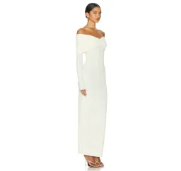 Helsa Matte Jersey Off Shoulder Maxi Dress Ivory Size L / AU 12 for rent on The Volte - image 2