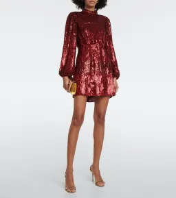 Rixo Samantha Sequin Mini Dress Red/Pink Size L / AU 12 for rent on The Volte - image 1