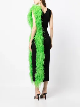 Rachel Gilbert Elcie Feather Trim Midi Dress Black/Green Size 10 for rent on The Volte - image 2