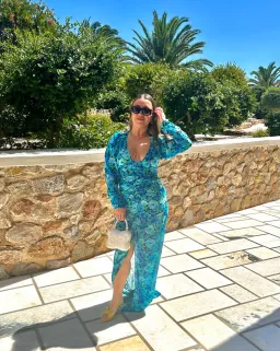 Rotate Birger Christensen Ruched Chiffon Maxi Dress Floral Print Size 12 for rent on The Volte - image 3