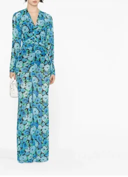 Rotate Birger Christensen Ruched Chiffon Maxi Dress Floral Print Size 12 for rent on The Volte - image 1