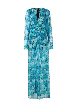 Rotate Birger Christensen Ruched Chiffon Maxi Dress Floral Print Size 12 for rent on The Volte - image 4