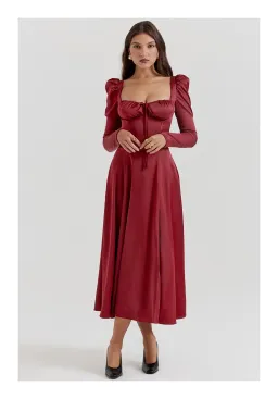 House of CB Sebille Ruby Corset Midi Dress Red Size L/ Au 12 for rent on The Volte - image 1