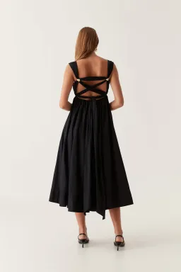 Aje Nova Tie Back Midi Dress Black Size 12  for rent on The Volte - image 2