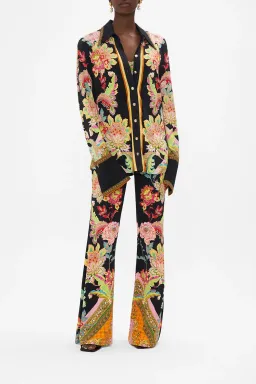 Camilla Sundowners In Sicily Fitted Jersey Shirt & Flare Pant Set Multi Floral Size M / AU 12 for rent on The Volte - image 1
