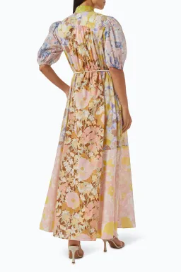 Zimmermann Pop Puff Sleeve Maxi Dress Spliced Size 12 for rent on The Volte - image 2