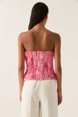 Aje Charmed Rosette Ruffle Bustier and Valeria Asymmetric Midi Skirt Set Misty Rose Size 16  for rent on The Volte - image 3