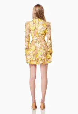 Elliatt Goldenvoice 3D Floral Mini Dress Yellow Size L / AU 12 for rent on The Volte - image 3