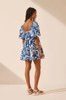Shona Joy Tiered Mini Dress Blue Floral Size 6 for rent on The Volte - image 3