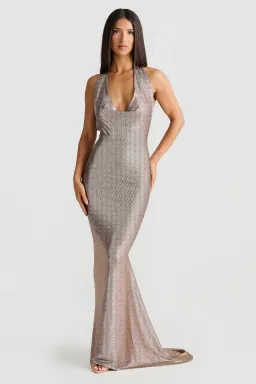 Melani Maria Cowl Gown in Bronze Gold Foil Size XS / AU 6 for rent on The Volte - image 1