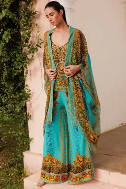 Czarina Aqua Leopardess Medium Cape Turquoise Leopard Print One Size for rent on The Volte - image 4