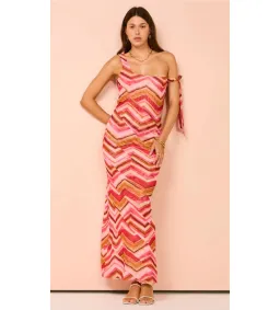 Issy Bead Maxi Dress In Chevron Print Size 14 for rent on The Volte - image 1