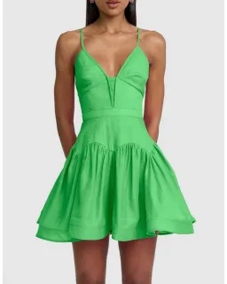 By Johnny Oriana Gather Panel Mini Dress Green Size AU 8 for rent on The Volte - image 2