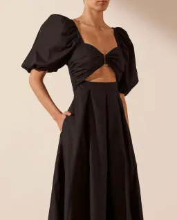 Shona Joy Mareva Short Sleeve Cut Out Midi Dress Black Size 8 for rent on The Volte - image 2