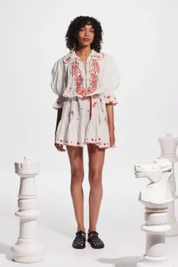 Alemais Hearts Embroidered Mini Dress White Size 16 for rent on The Volte - image 1