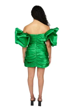 Leo Lin Brenda Puffy Sleeve Mini Dress Jade Green Size 6 for rent on The Volte - image 3