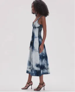 Aje Enigma Denim Midi Dress Tie Dye Indigo  Size 8  for rent on The Volte - image 4