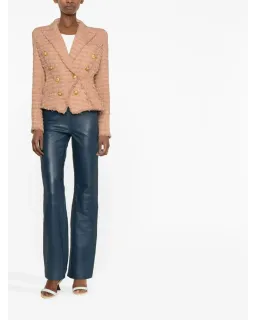 Balmain Double-Breasted Cotton-blend Bouclé Blazer Neutrals Size 8 for rent on The Volte - image 1