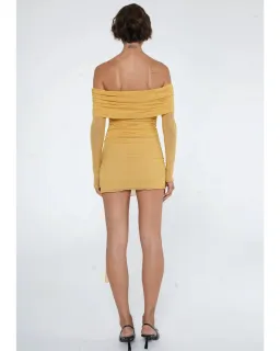 BENNI Yasmin Mini Dress Mustard Size AU 10  for rent on The Volte - image 3