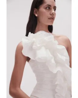 Aje Adelia Ruffle Mini Dress Ivory Size AU 12 for rent on The Volte - image 3