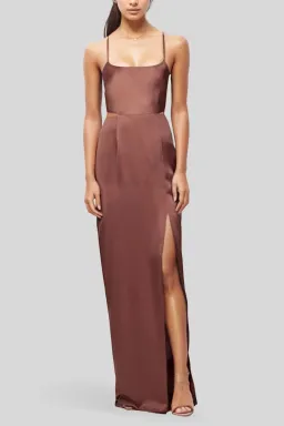 Nookie Stella Cut Out Gown in Mocha Brown Size 8 for rent on The Volte - image 3