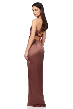 Nookie Stella Cut Out Gown in Mocha Brown Size 8 for rent on The Volte - image 2