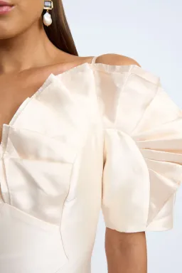 By Johnny Ramira Off Shoulder Mini Dress Champagne Size 8  for rent on The Volte - image 2