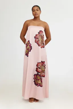 Significant Other Satin Floral Strapless Maxi Dress Size 10 for rent on The Volte - image 1