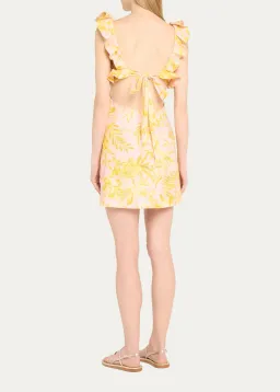 Zimmermann Golden Ruffle Mini Dress in Pink/Gold Floral Size 0 / AU 8 for rent on The Volte - image 2