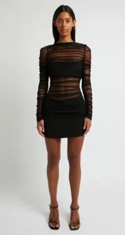 Christopher Esber Semblance Tulle Overlay Mini Dress Black Size 10 for rent on The Volte - image 4