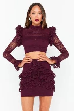 Mossman The Romanticist Crop Top & Skirt Set Purple Size 6 for rent on The Volte - image 2