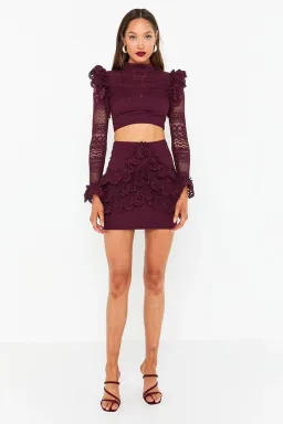 Mossman The Romanticist Crop Top & Skirt Set Purple Size 6 for rent on The Volte - image 1