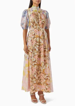 Zimmermann Pop Puff Sleeve Maxi Dress Spliced Size 0 / AU 8 for rent on The Volte - image 1