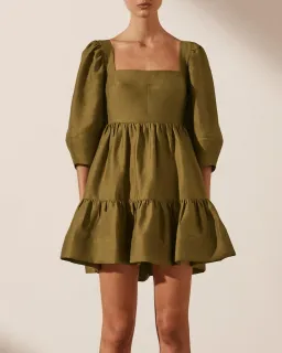 Shona Joy Maya Open Back Mini Dress Cumin Size AU 6  for rent on The Volte - image 2