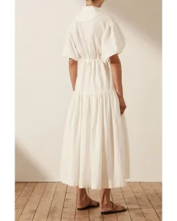 Shona Joy Priscilla Pin Tuck Short Sleeve Midi Dress White Size AU 6 for rent on The Volte - image 2