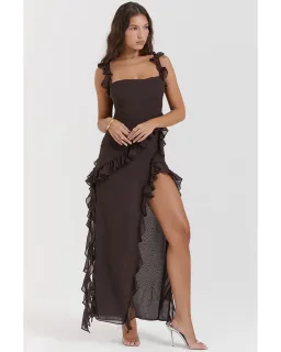 House of CB Ariela Maxi Dress in Espresso Size AU 6 for rent on The Volte - image 2