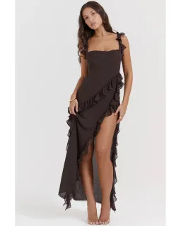 House of CB Ariela Maxi Dress in Espresso Size AU 6 for rent on The Volte - image 1