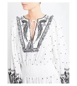 Zimmermann Divinity Midi Embroidered Linen Dress White/Black Size 0 / 8 AU for rent on The Volte - image 6