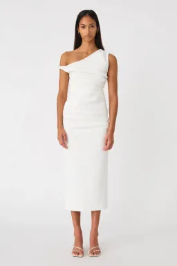 MISHA Alaska Crepe Midi Dress White Size 8  for rent on The Volte - image 1