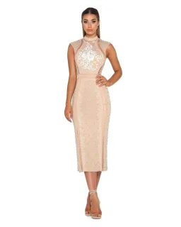 Portia & Scarlett Balmain Midi Dress Nude Size AU 10 for rent on The Volte - image 1