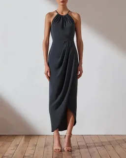 Shona Joy Core High Neck Ruched Dress in Charcoal Size AU 16 for rent on The Volte - image 2
