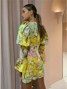 Alemais Matilde Puff Sleeve Mini Dress in Multi Size 10 for rent on The Volte - image 3