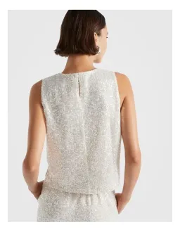 Seed Heritage Mini Sequin Top Size 8 & Pants Size 10 Set in Pearl for rent on The Volte - image 2