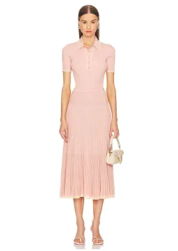 Zimmermann Natura Metallic Polo and Midi Skirt Set Peach Size 0/AU 8 for rent on The Volte - image 1