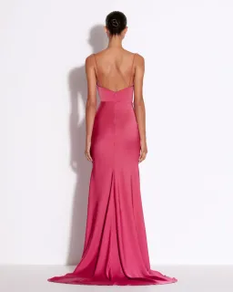 Alex Perry Bikini Cowl Drape Gown In Satin Pink Size 6 for rent on The Volte - image 2
