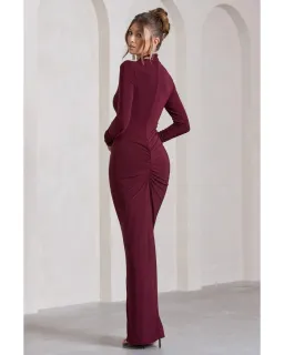 Club L London Lynn Maxi Dress Burgundy Size AU 6 for rent on The Volte - image 3