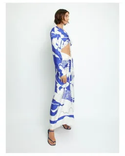 Christopher Esber Ruched Disconnect Dress Blue/White Size AU 8 for rent on The Volte - image 3