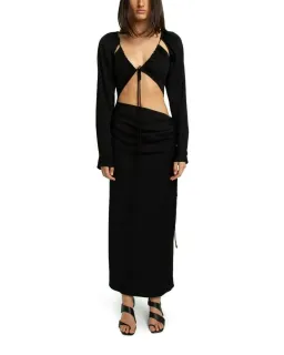 Christopher Esber Ruched Tie Floating Sleeve Dress Black Size AU 8 for rent on The Volte - image 1