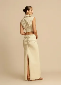 Arcina Ori Carmen Top And Skirt Set Beige Size S / AU 8 for rent on The Volte - image 3