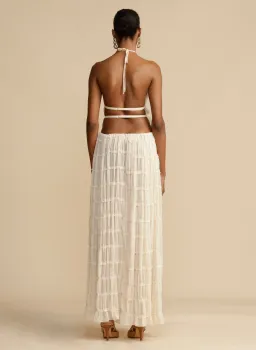 Arcina Ori Juliette Halter Top & Maxi Skirt Set Warm Cream Size S / AU 8 for rent on The Volte - image 2